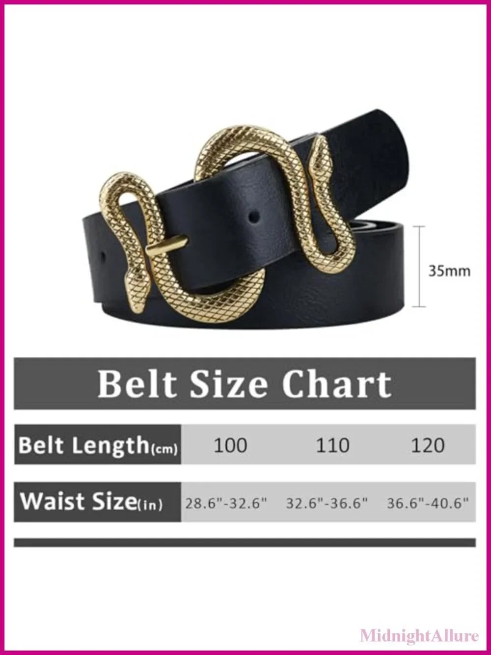 Women PU Leather Snake Buckle Belt Waist Belt